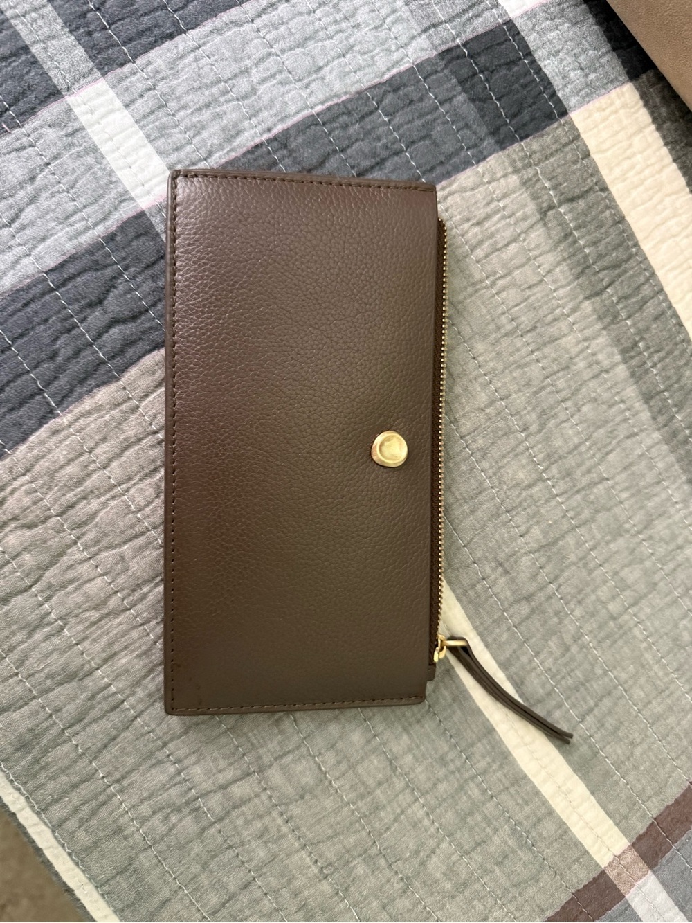 ANTONIO MELANI Brown Zip and Snap Leather Wallet